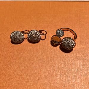 Swarovski crystal rose gold Earrings and ring set. Ring is size 7.5